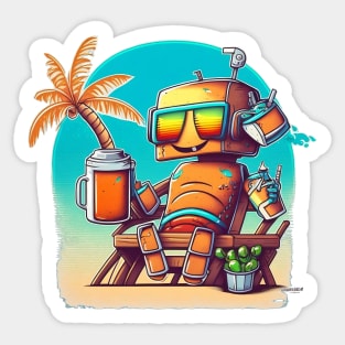 Happy, cute robot happy with his life Sticker